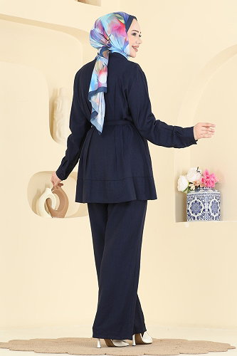 moda selvim طقم كحلي 374ASN888 - Thumbnail