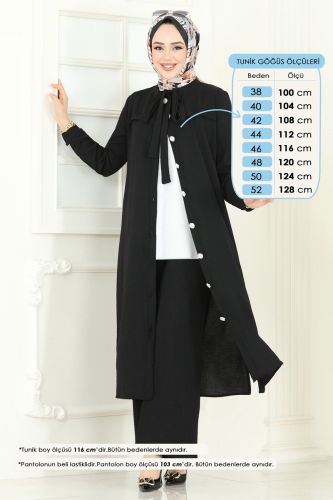 moda selvim طقم أسود 374DVL817 - Thumbnail