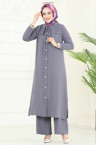 moda selvim طقم رمادي 374DVL817 - Thumbnail