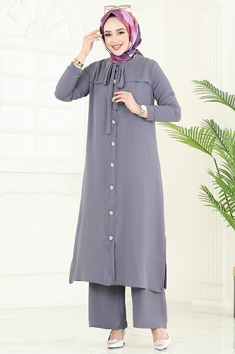 moda selvim طقم رمادي 374DVL817 - Thumbnail