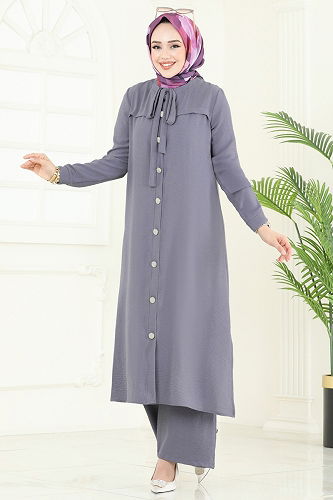 moda selvim طقم رمادي 374DVL817 - Thumbnail