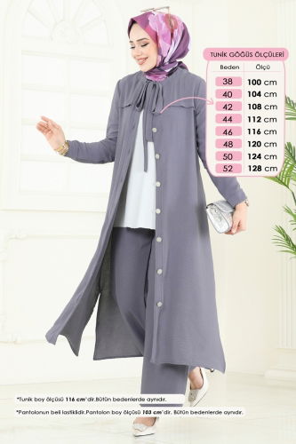 moda selvim طقم رمادي 374DVL817 - Thumbnail
