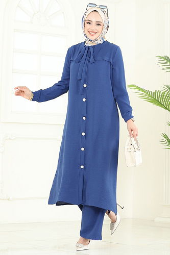 moda selvim طقم ازرق 374DVL817 - Thumbnail