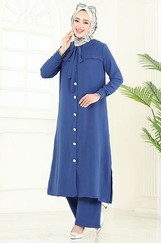 moda selvim طقم ازرق 374DVL817 - Thumbnail