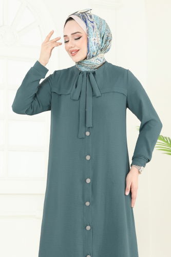 moda selvim طقم أخضر باهت 374DVL817 - Thumbnail