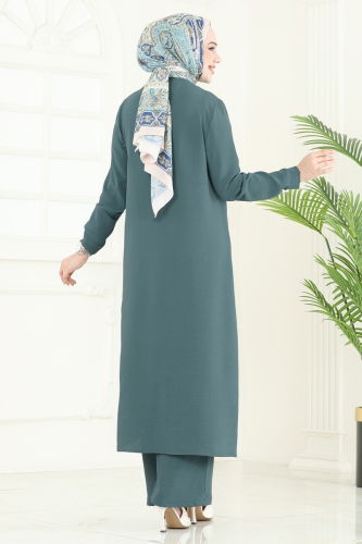 moda selvim طقم أخضر باهت 374DVL817 - Thumbnail