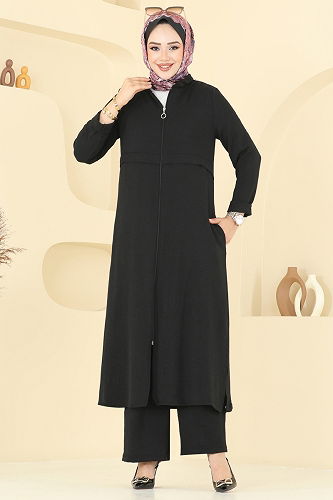 moda selvim طقم أسود 379DVL817 - Thumbnail