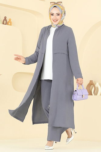 moda selvim طقم رمادي 379DVL817 - Thumbnail