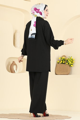 moda selvim طقم أسود 3800HBS856 - Thumbnail