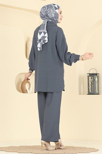 moda selvim طقم رمادي فاتح 3800HBS856 - Thumbnail