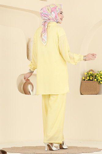 moda selvim طقم أصفر ليموني فاتح 3800HBS856 - Thumbnail
