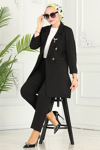 moda selvim طقم أسود 380MP806 - Thumbnail