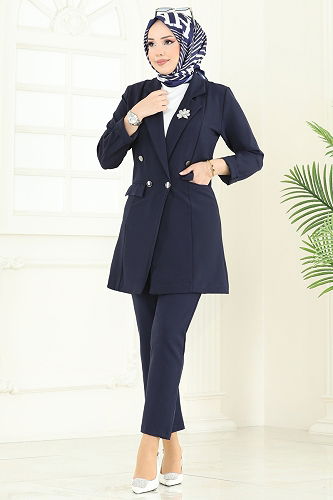 moda selvim طقم كحلي 380MP806 - Thumbnail