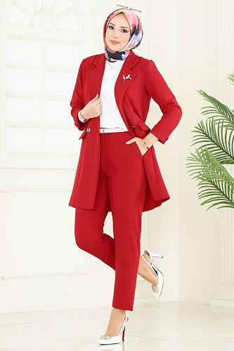 moda selvim طقم احمر 380MP806 - Thumbnail