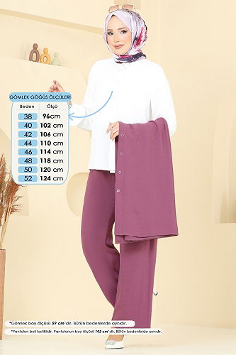 moda selvim طقم ليلكي غامق 384DVL817 - Thumbnail