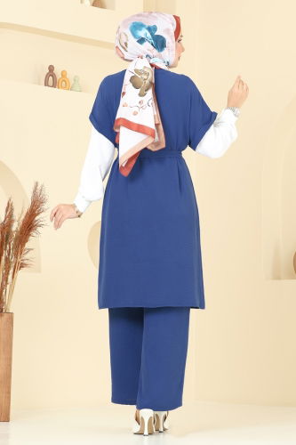 moda selvim طقم ازرق 384DVL817 - Thumbnail