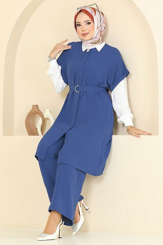 moda selvim طقم ازرق 384DVL817 - Thumbnail