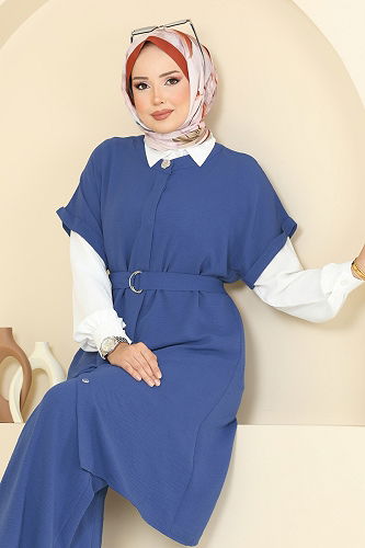 moda selvim طقم ازرق 384DVL817 - Thumbnail