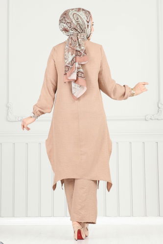 moda selvim طقم بيج غامق 385DVL817 - Thumbnail