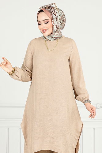 moda selvim طقم بيج غامق 386DVL897-M - Thumbnail