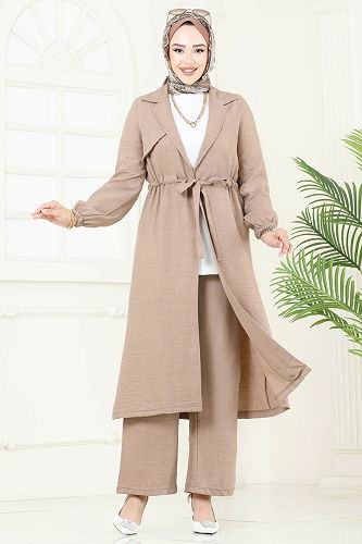 moda selvim طقم بيج 387DVL817 - Thumbnail