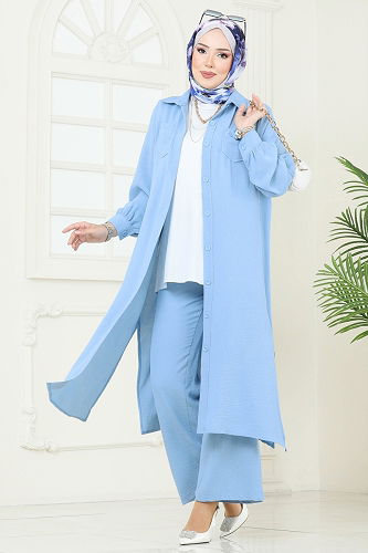 moda selvim طقم أزرق فاتح 388DVL817 - Thumbnail