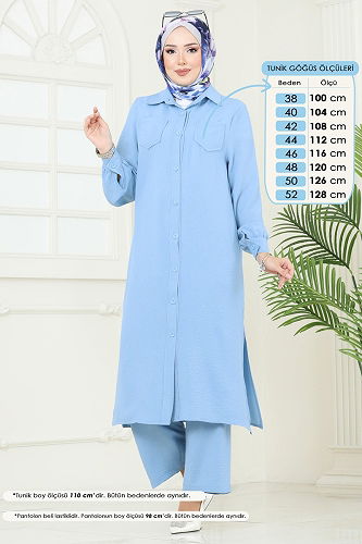 moda selvim طقم أزرق فاتح 388DVL817 - Thumbnail