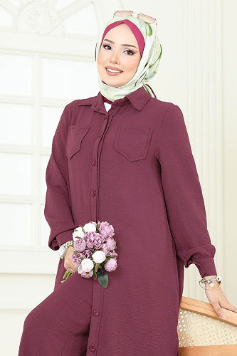 moda selvim طقم ليلكي غامق 388DVL817 - Thumbnail