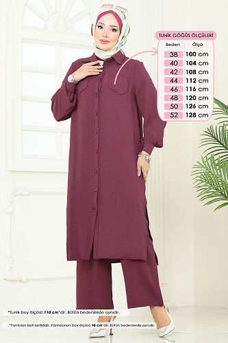 moda selvim طقم ليلكي غامق 388DVL817 - Thumbnail