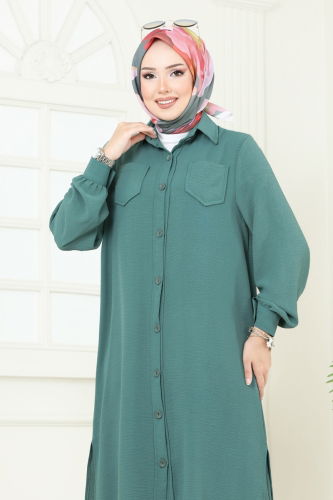 moda selvim طقم أخضر باهت 388DVL817 - Thumbnail