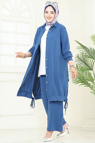 moda selvim طقم ازرق 389DVL817 - Thumbnail