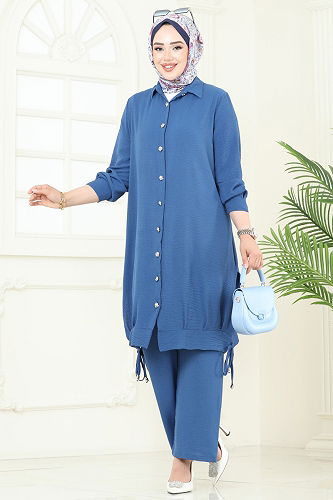 moda selvim طقم ازرق 389DVL817 - Thumbnail