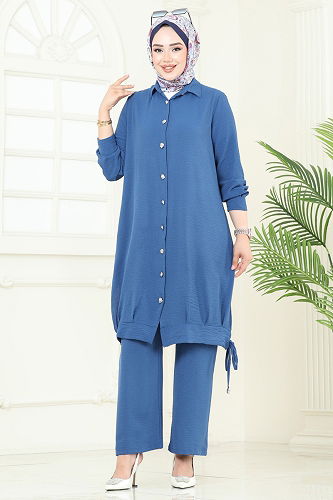 moda selvim طقم ازرق 389DVL817 - Thumbnail