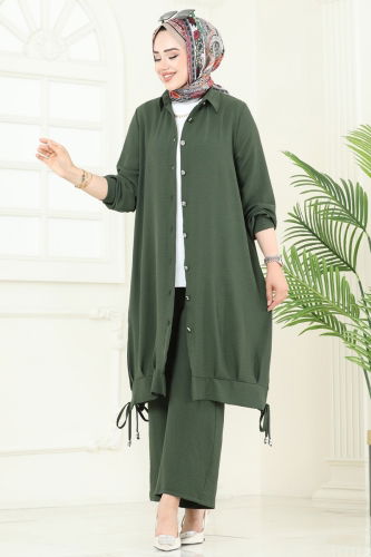 moda selvim طقم اخضر عفني 389DVL817 - Thumbnail