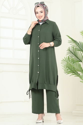 moda selvim طقم اخضر عفني 389DVL817 - Thumbnail