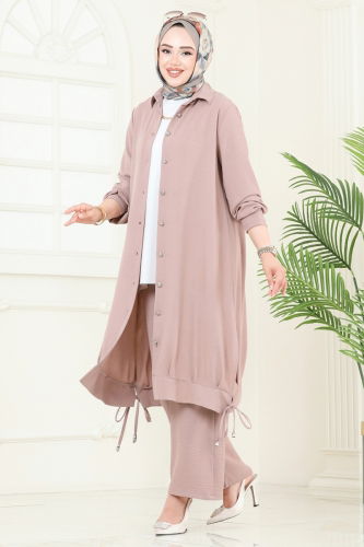 moda selvim طقم بيج 389DVL817 - Thumbnail