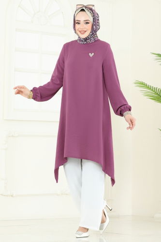 moda selvim Combined 392DVL817 Dark Lilac & Ecru - Thumbnail