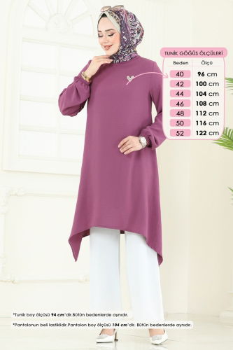 moda selvim Combined 392DVL817 Dark Lilac & Ecru - Thumbnail