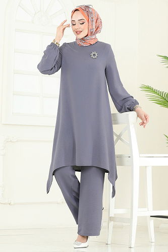 moda selvim طقم رمادي 392DVL817 - Thumbnail