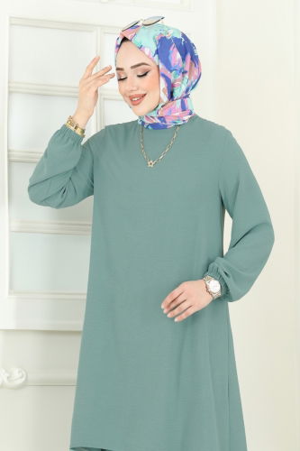moda selvim طقم أخضر باهت 392DVL817 - Thumbnail