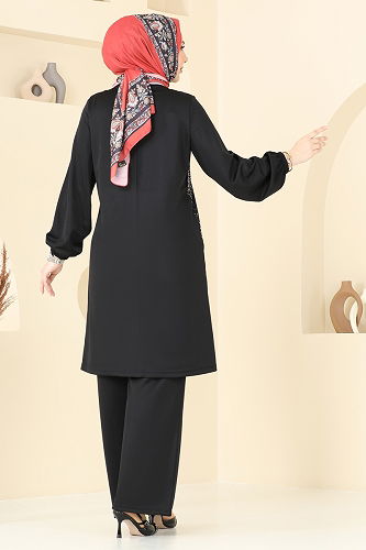 moda selvim طقم أسود 393DVL817 - Thumbnail