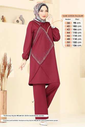 moda selvim Combined 393DVL817 Burgundy - Thumbnail