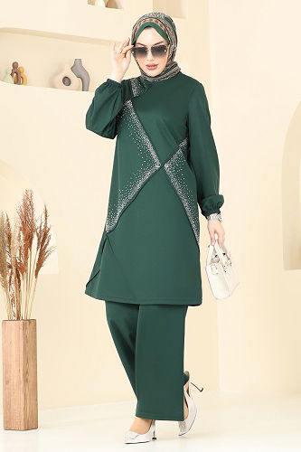 moda selvim طقم زيتي 393DVL817 - Thumbnail