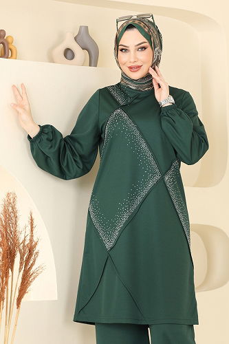 moda selvim طقم زيتي 393DVL817 - Thumbnail