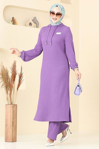 moda selvim طقم ليلكي غامق 395DVL817 - Thumbnail