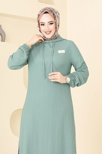 moda selvim طقم أخضر باهت 395DVL817 - Thumbnail