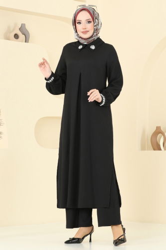 moda selvim طقم أسود 398DVL817 - Thumbnail
