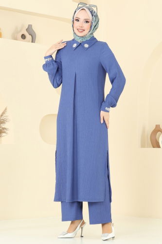 moda selvim طقم ازرق 398DVL817 - Thumbnail