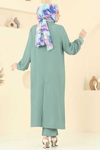 moda selvim طقم أخضر باهت 398DVL817 - Thumbnail