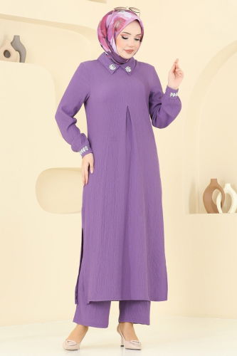 moda selvim طقم ليلكي 398DVL817 - Thumbnail